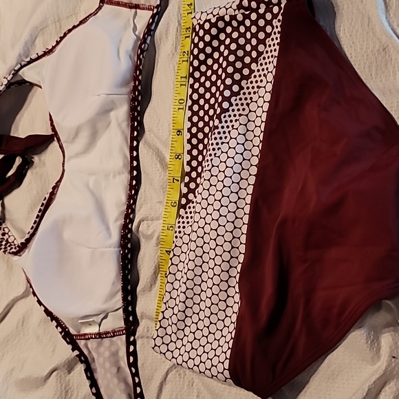 NWOT wrap yourself up in polka dot slimming halter glamour bikini swim size med - Picture 9 of 11